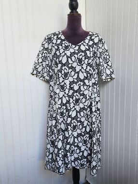 Gerry Weber Women’s Black White Lace Sheath Dress Floral Overlay Short Sleeve 16